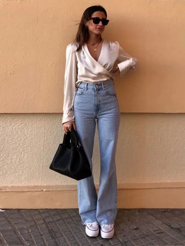 Calça cintura alta com blusa hot sale por dentro