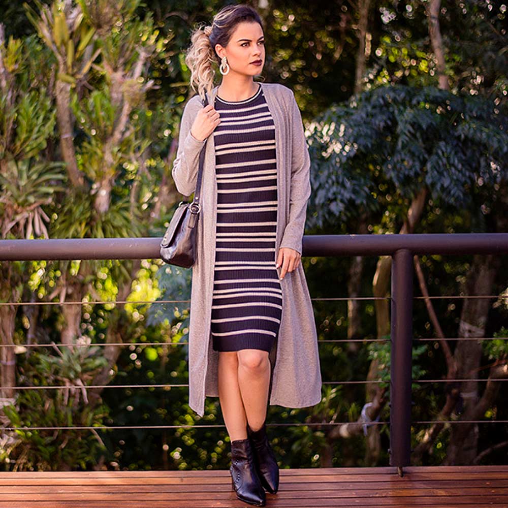 cardigan com vestido longo