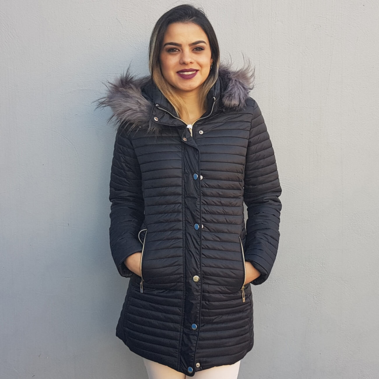 jaqueta puffer feminina alongada