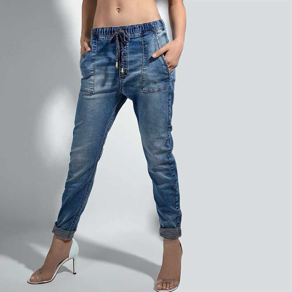 calça malha jeans