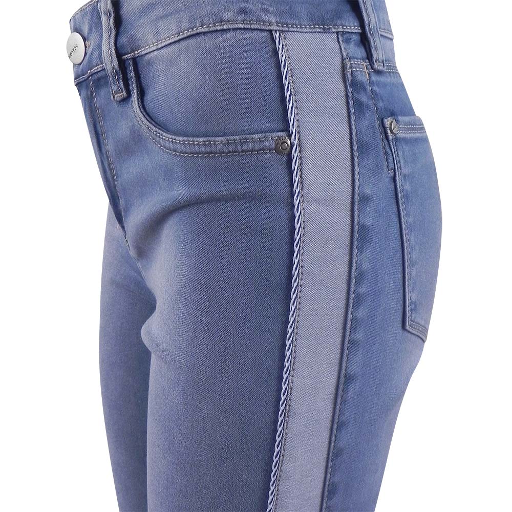 saia jeans com renda na lateral
