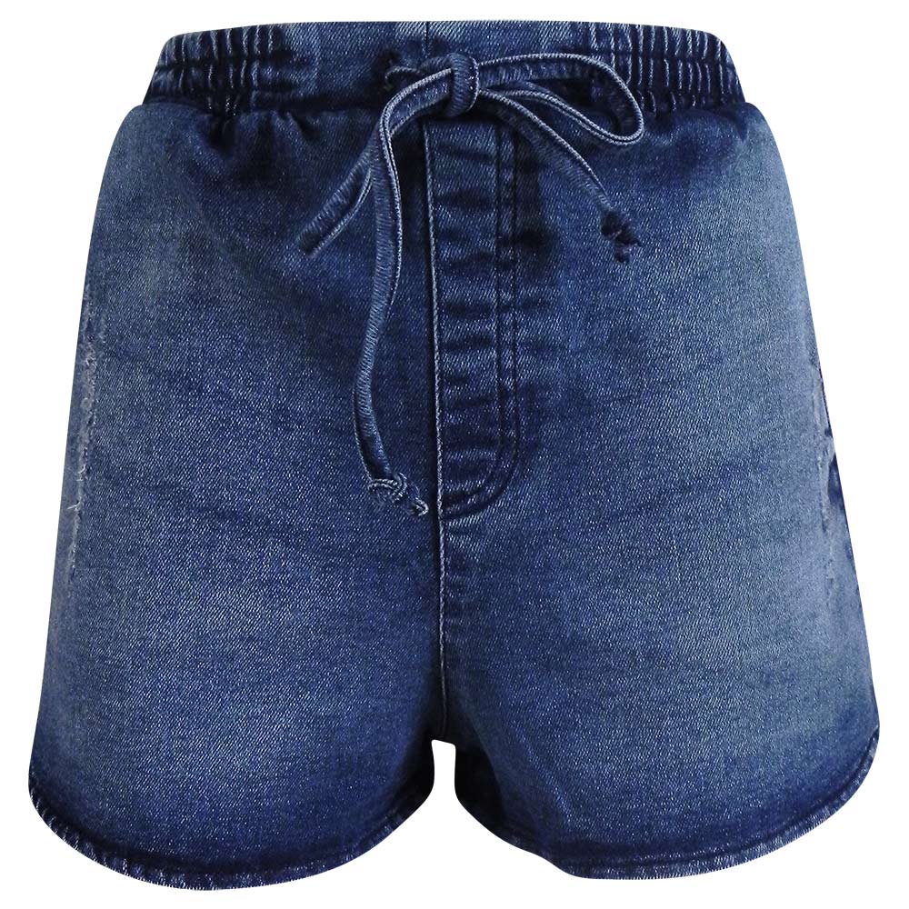 short com laço na cintura jeans