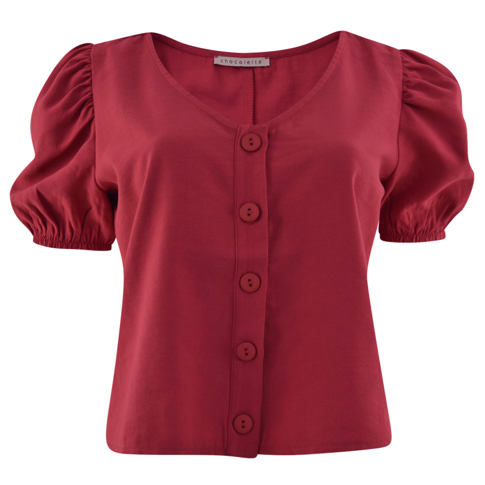 Blusa viscose Ombro Bufante Chocoleite Rose