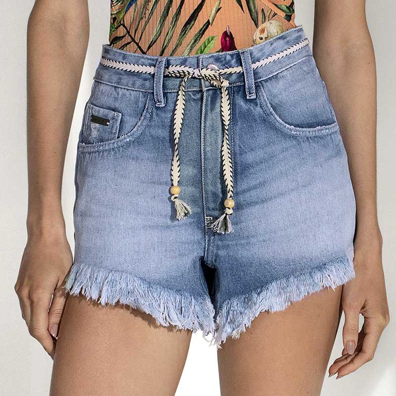 Shorts Jeans Hot Pant Flor de Lis - Pole Modas