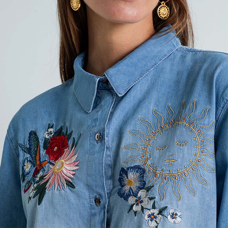 camisa bordada feminina