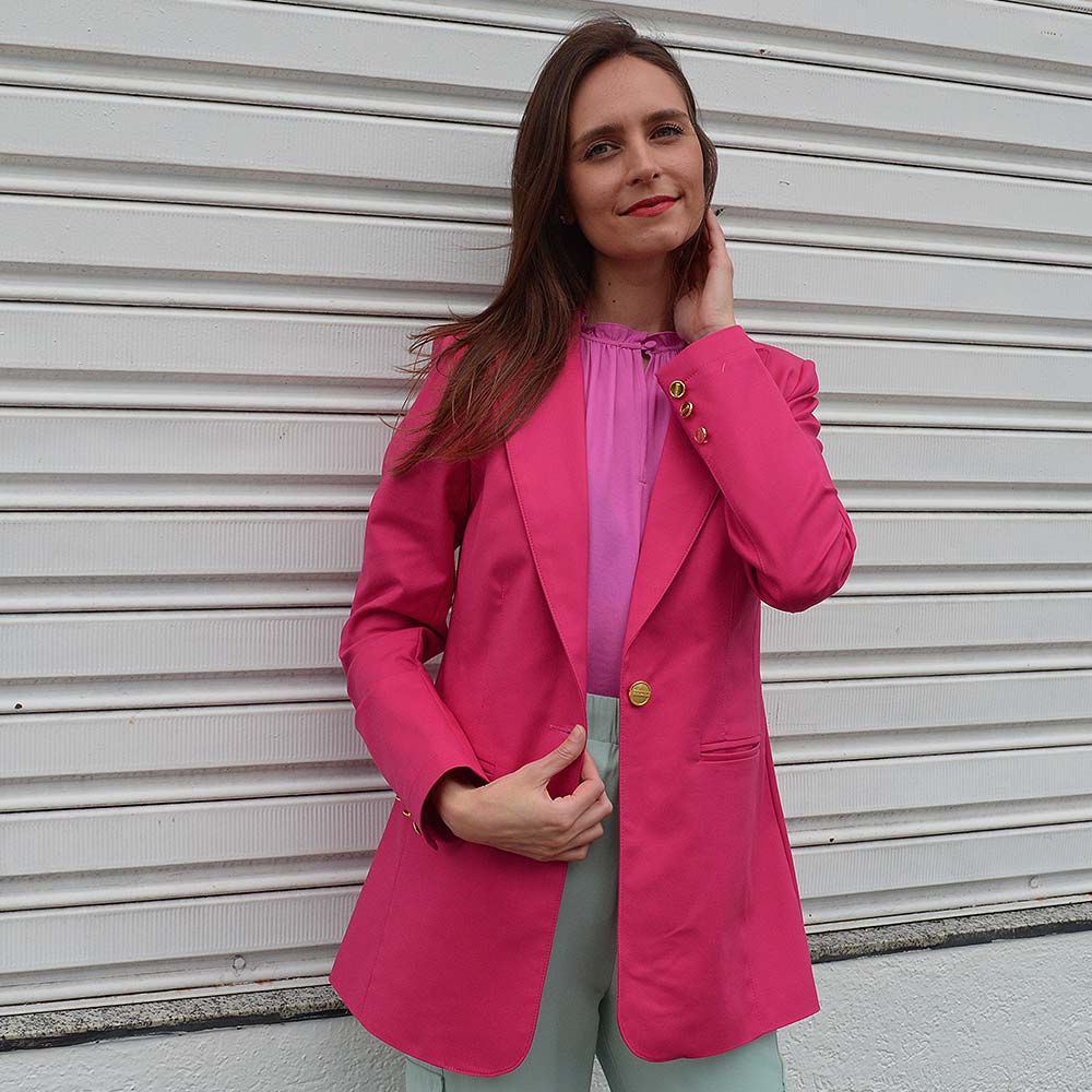 Blazer Alongado Sarja Trappiche Pink - Foto 1