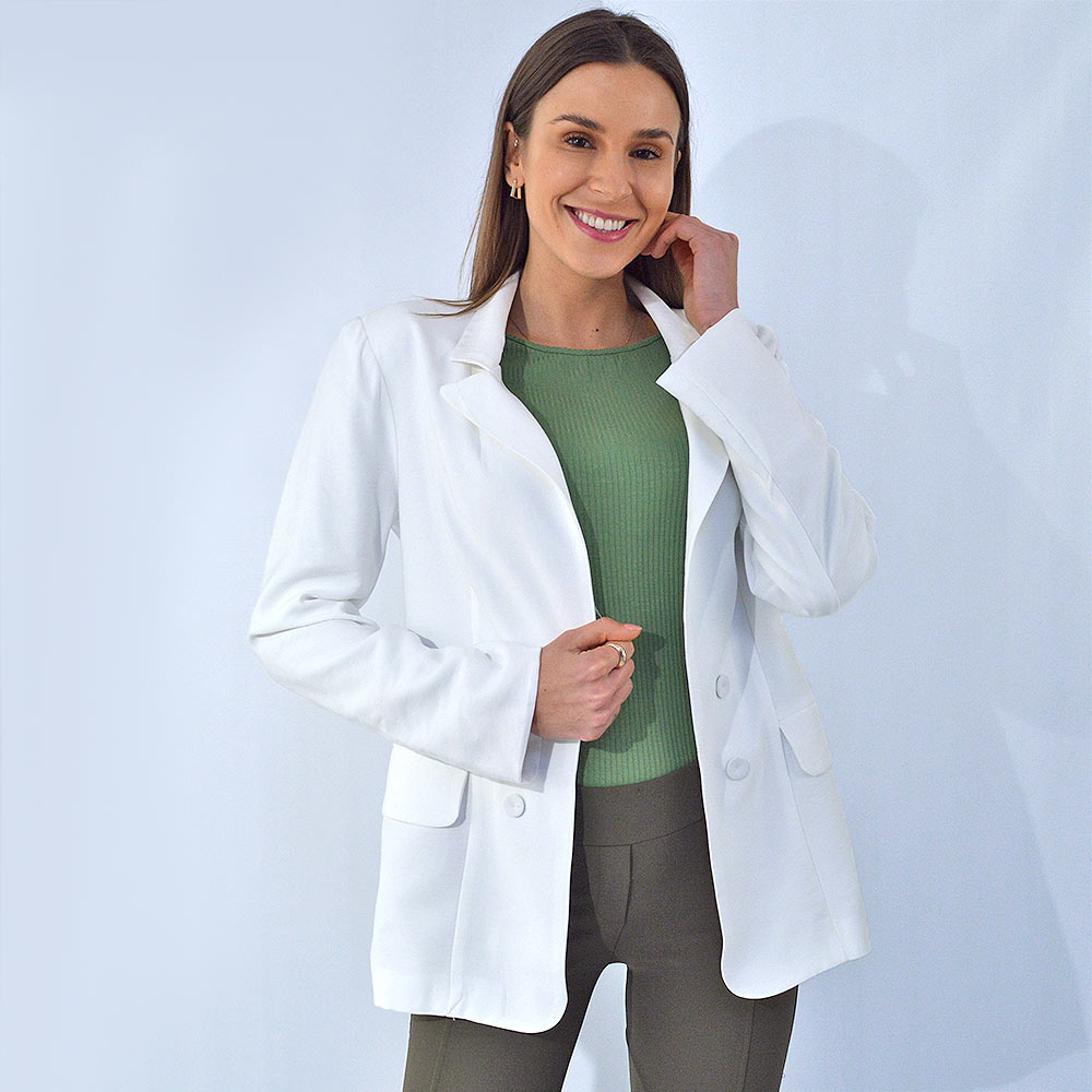 Blazer Off white em Twill Lapela Donna Ritz - Foto 1