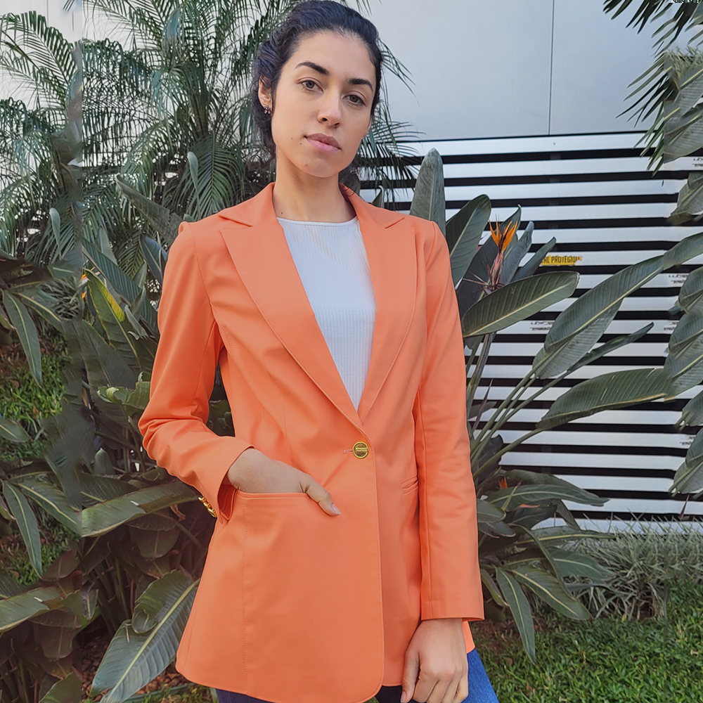 Blazer Alongado Sarja Trappiche Laranja - Foto 2