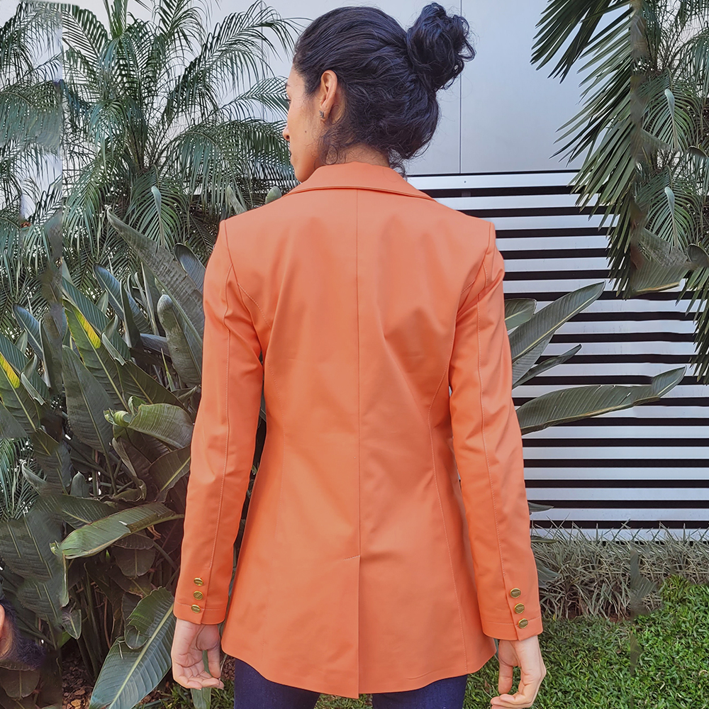 Blazer Alongado Sarja Trappiche Laranja - Foto 3