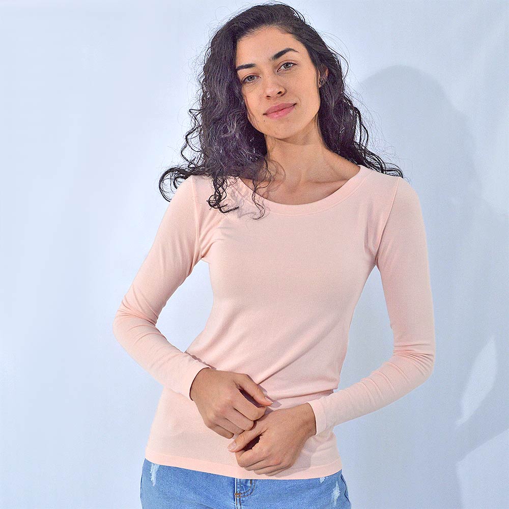 Blusa Bsica Decote Canoa Miose Cor Rose - Foto 2