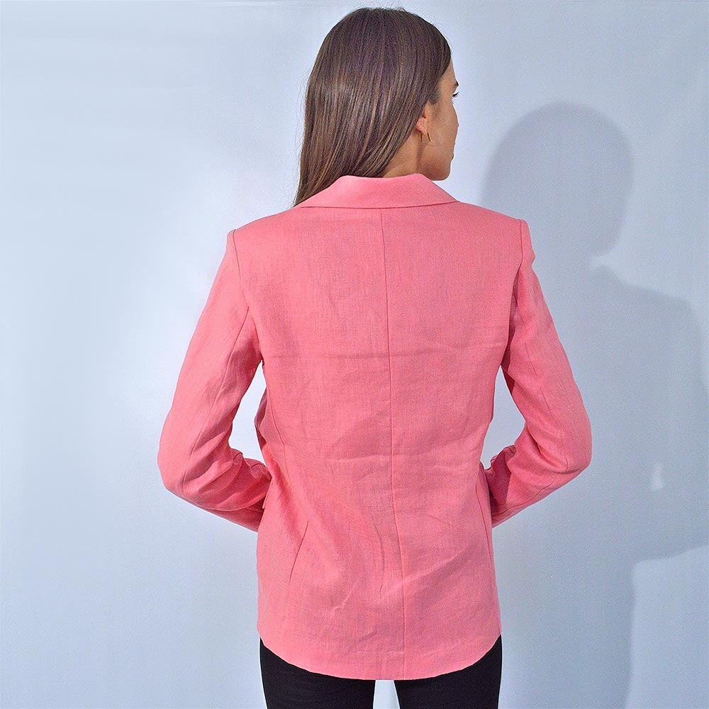 Blazer Linho Talita Kume Rosa Chicle - Foto 3