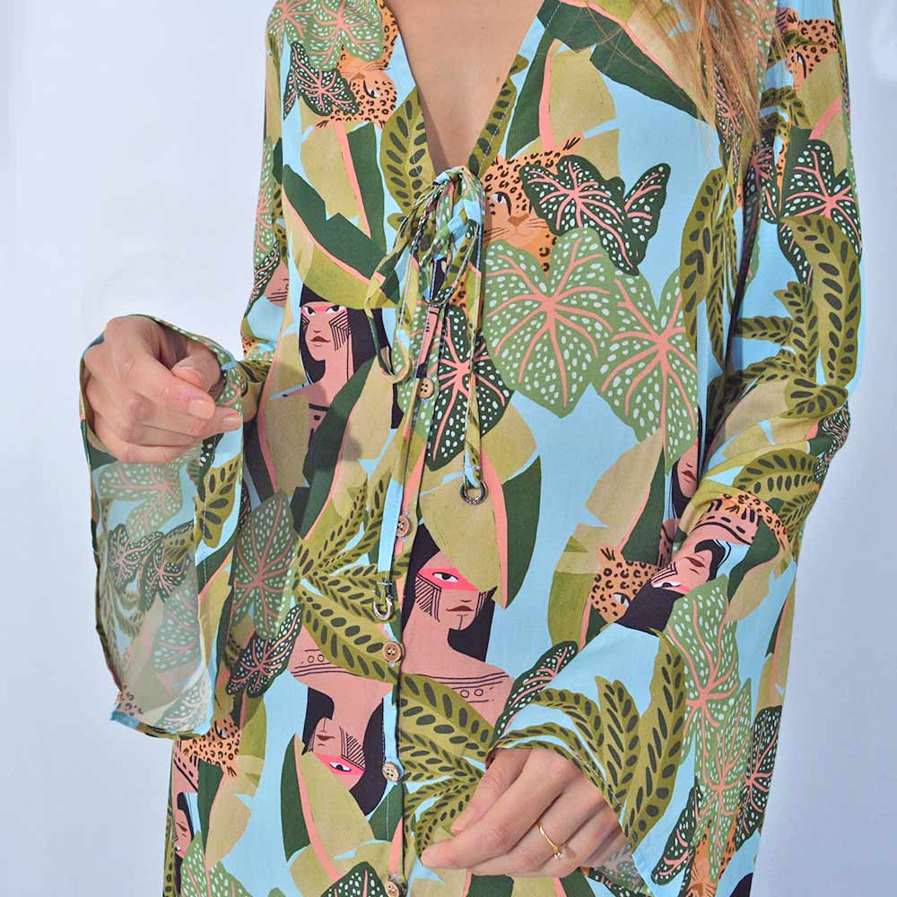 Vestido Chemise Lez a Lez Floresta - Foto 3
