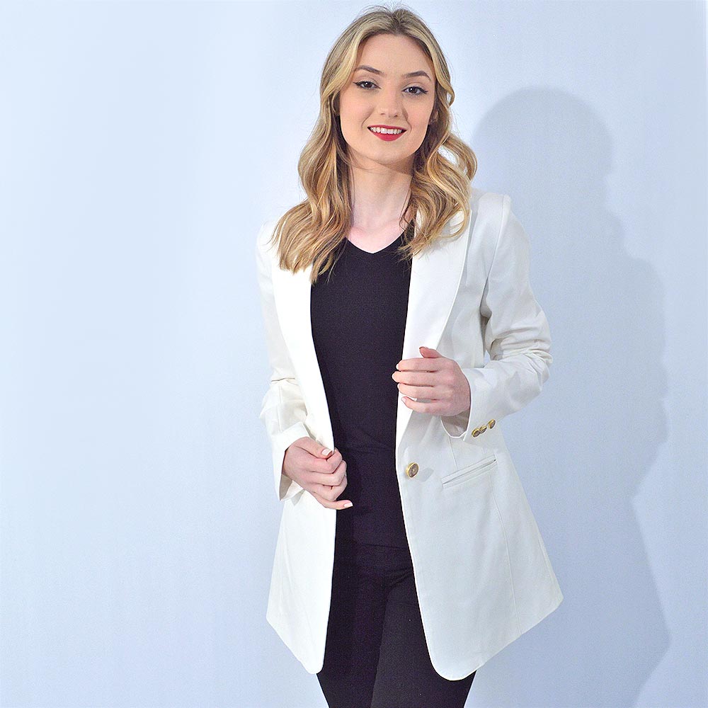 Blazer Alongado Sarja Trappiche Off White - Foto 1