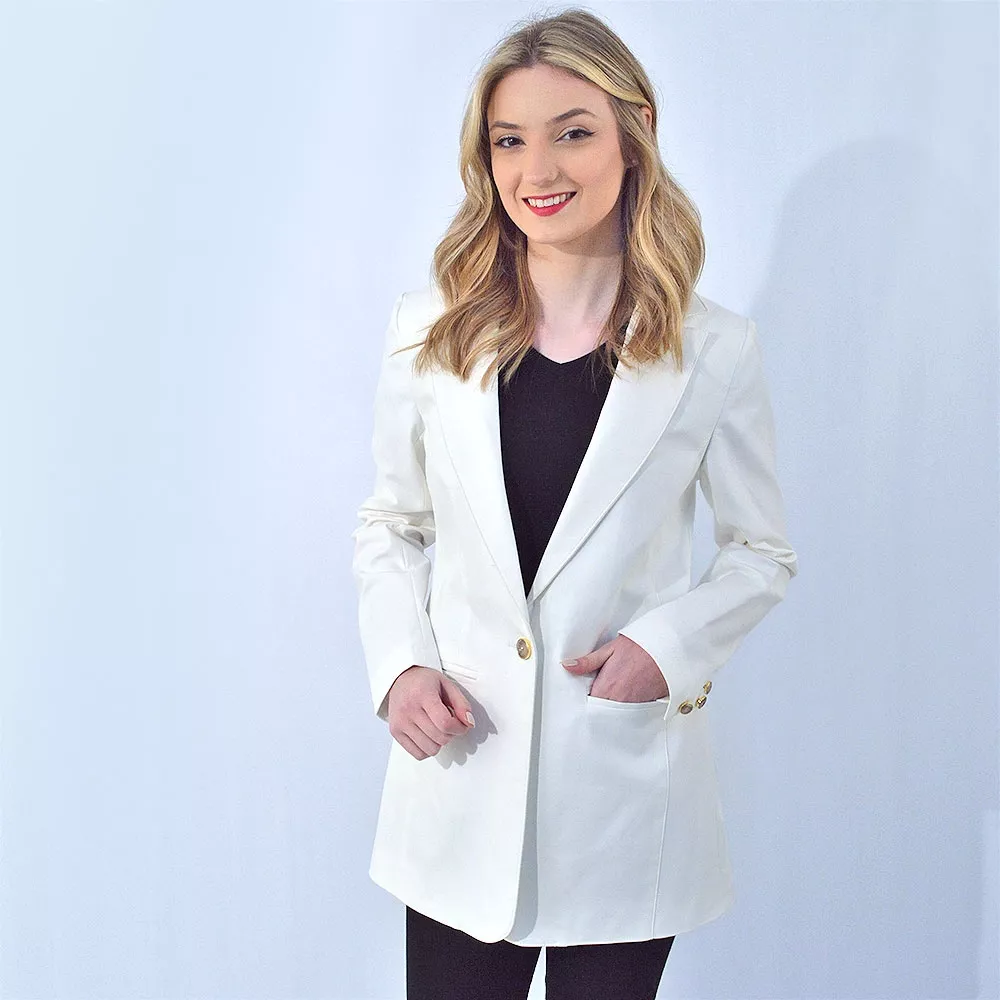 Blazer Alongado Sarja Trappiche Off White - Foto 2