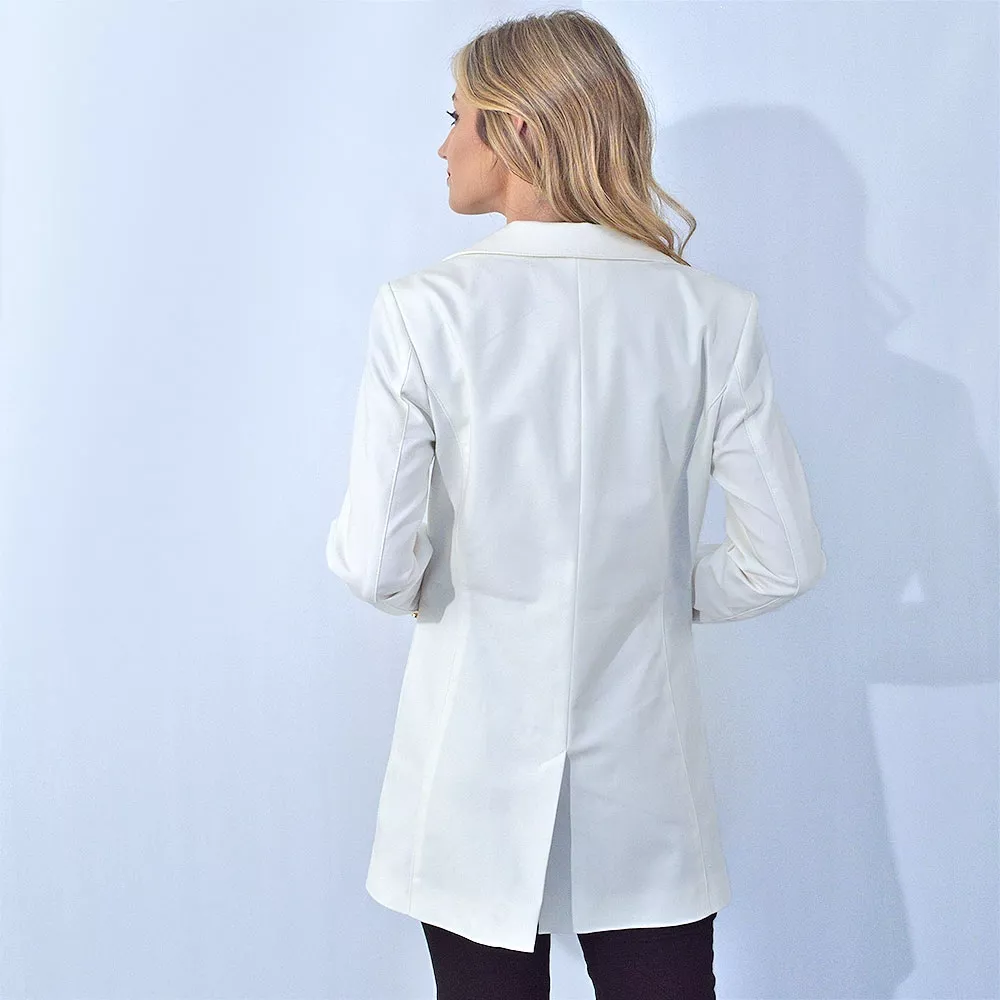 Blazer Alongado Sarja Trappiche Off White - Foto 3