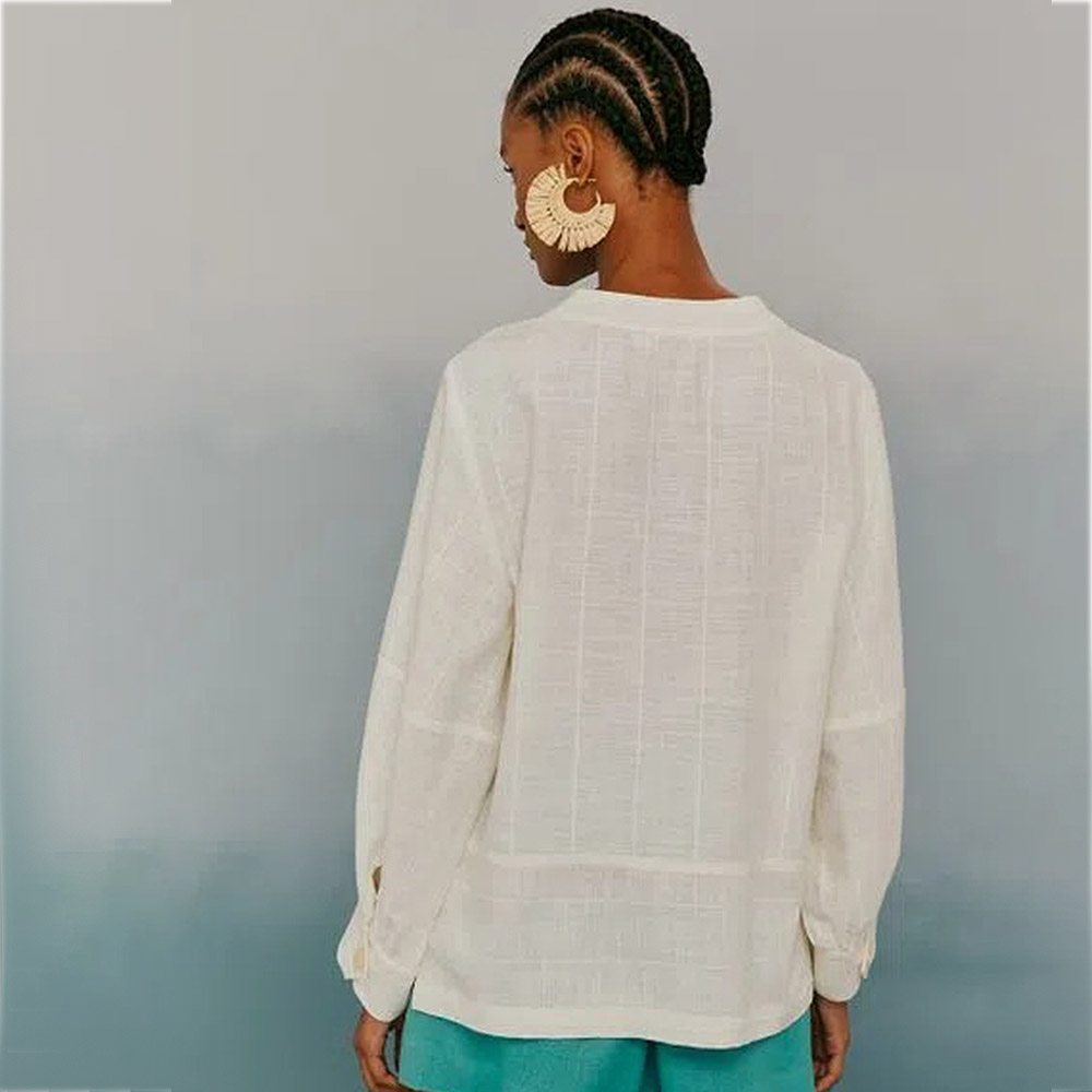 Blusa Linho Maquinetada Off White Lucidez - Foto 3