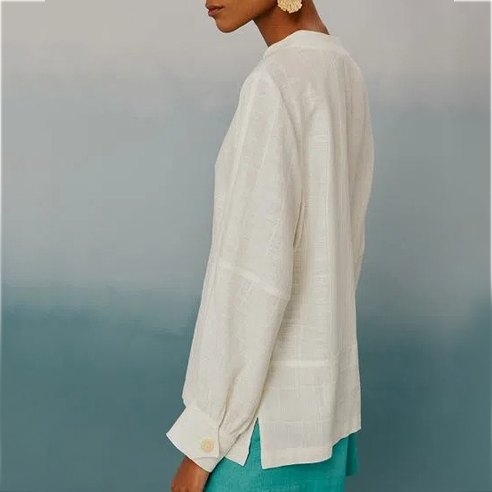 Blusa Linho Maquinetada Off White Lucidez - Foto 4