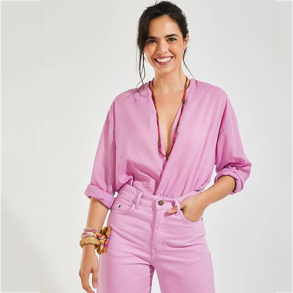 Camisa Algodo Amassado Canto Chicle - Foto 1