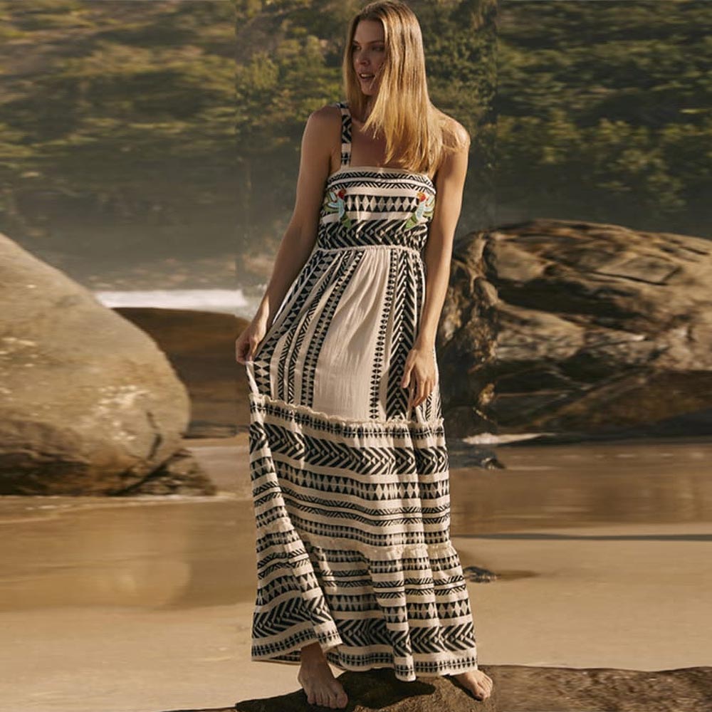 Vestido Longo Jacquard Boho Chic We Oui - Pole Modas