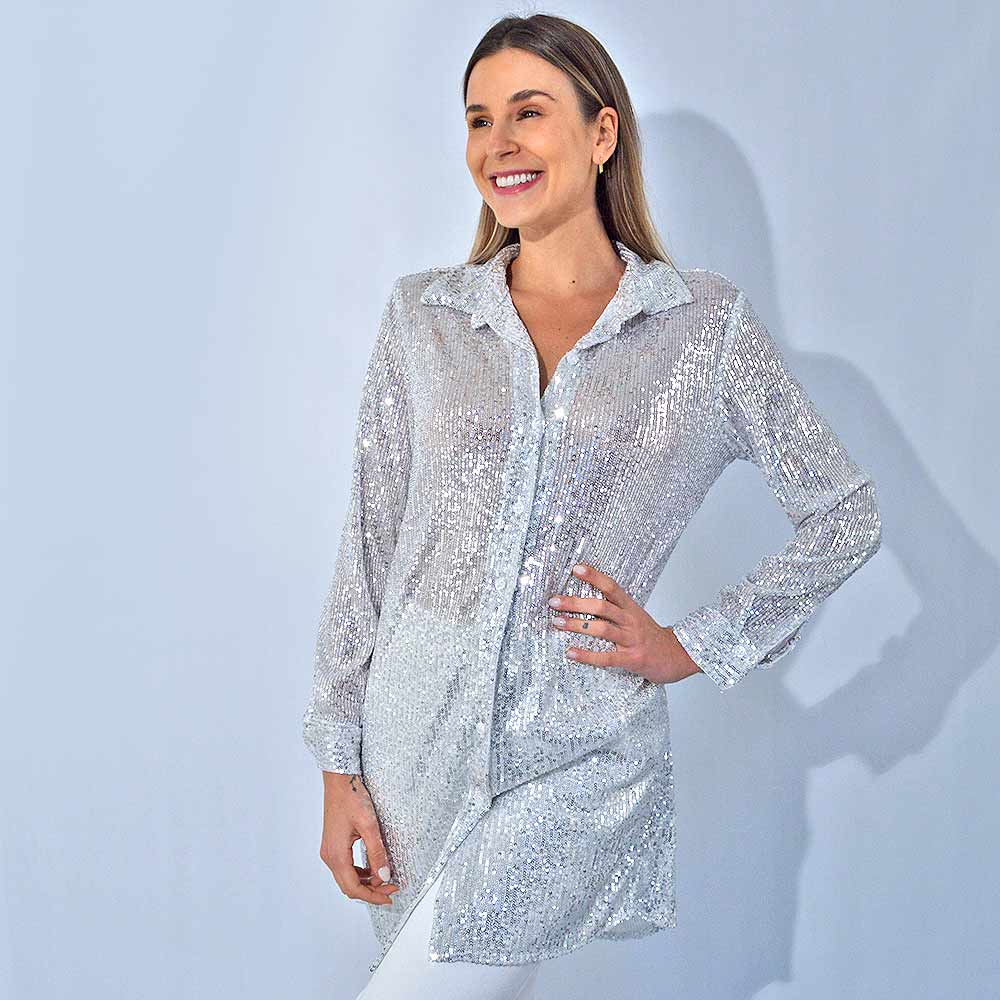 Chemise Paet Aramodu Prata - Foto 1