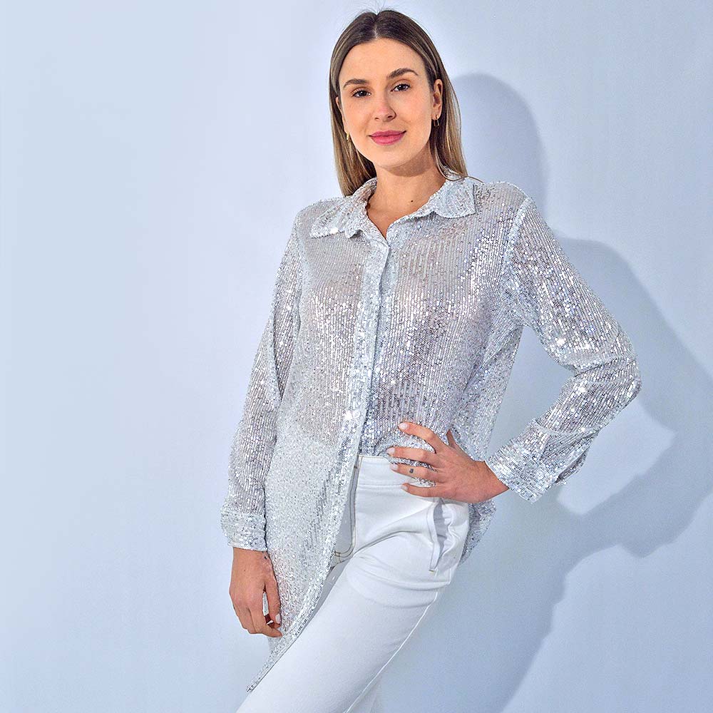 Chemise Paet Aramodu Prata - Foto 2