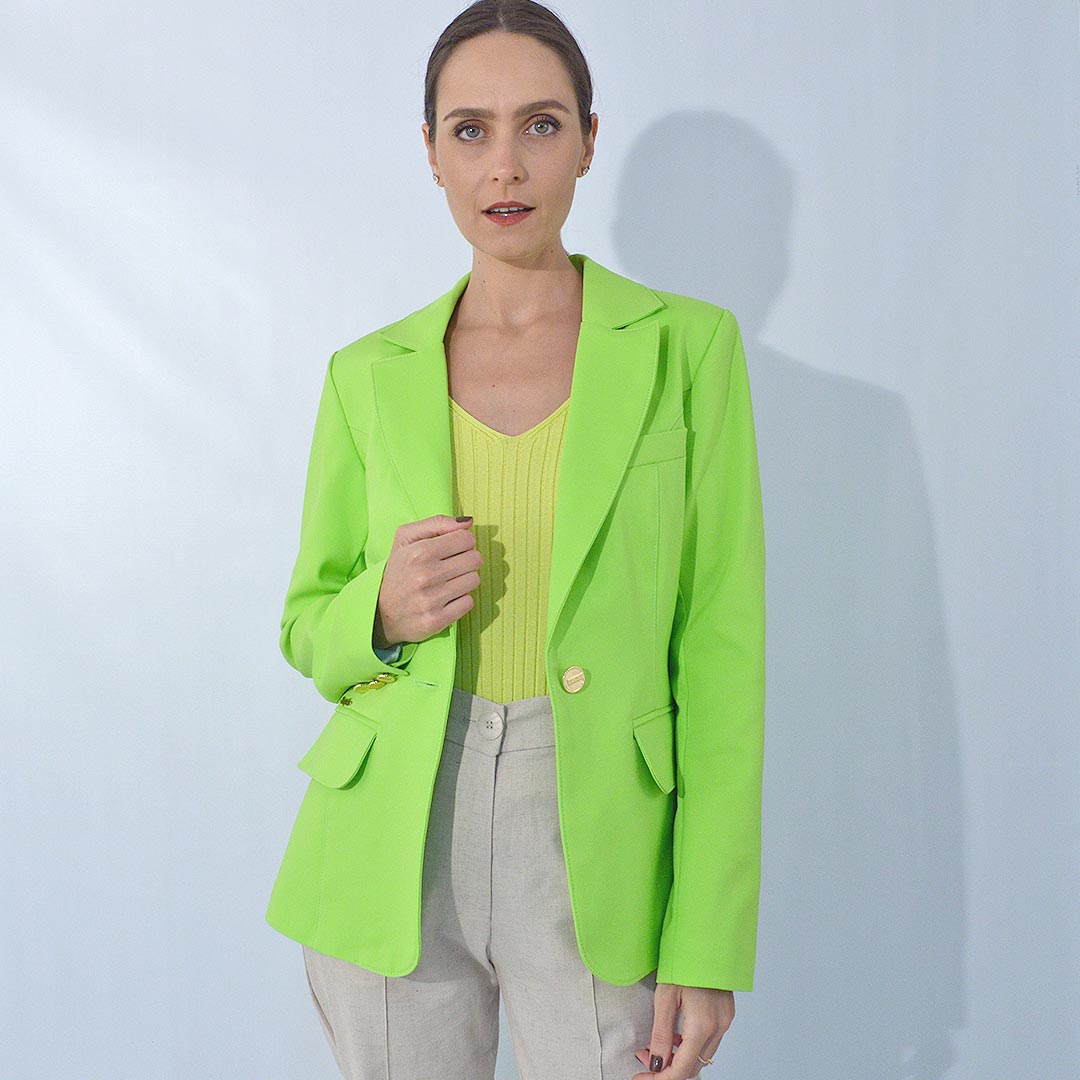 Blazer Alfaiataria Sarja Trappiche Cor Verde Neon - Foto 1