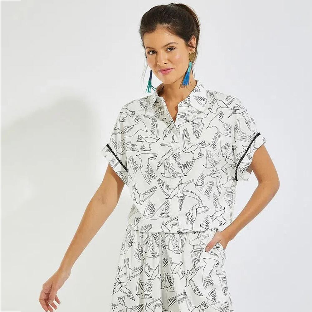 Camisa Cropped Canto Padro Bird - Foto 1