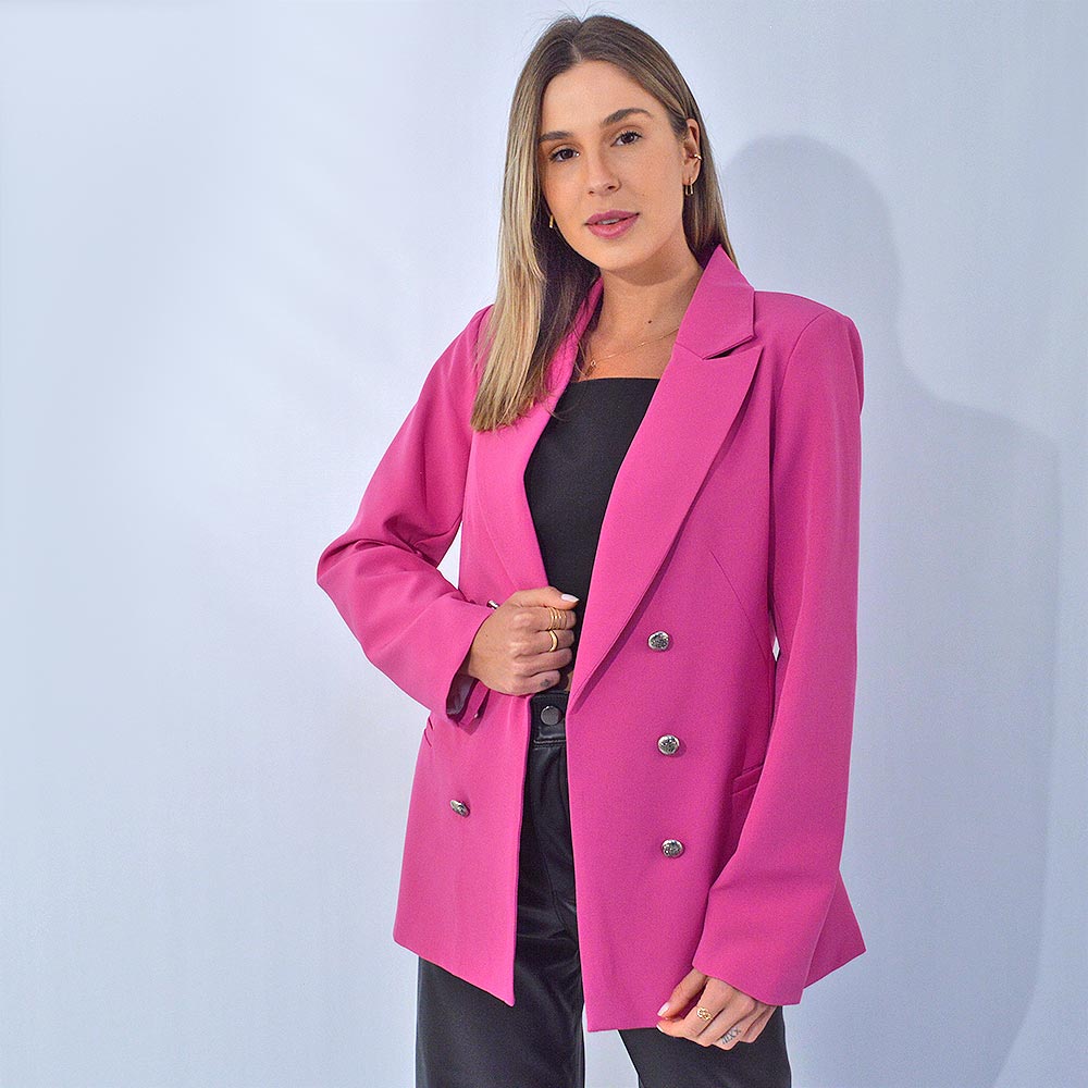 Blazer Alfaiataria Alongado Aramodu Cor Pink - Foto 1