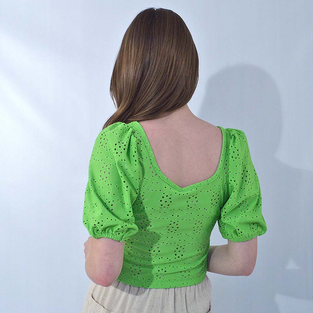Blusa Cropped Malha Laise Gatos e Atos Verde - Foto 2