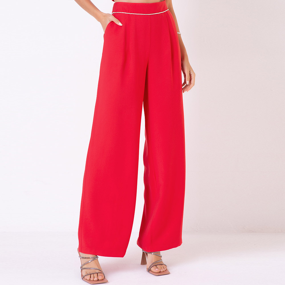 Cala Pantalona com Strass Vermelha Seiki - Foto 1