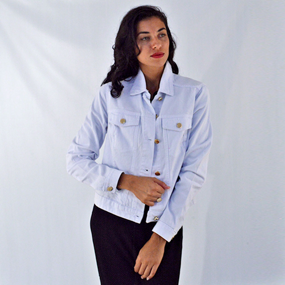 Jaqueta Jeans Branca Flor de Lis  - Foto 2