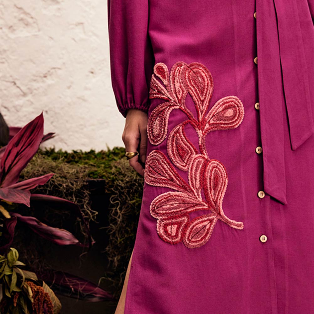 Vestido Chemise Linho Cor Fucsia Lucidez  - Foto 3