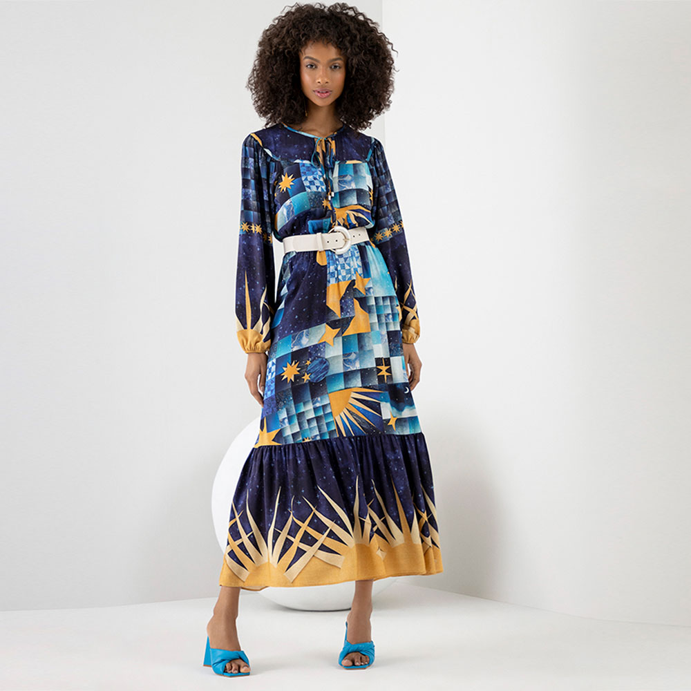Vestido de Viscose Midi Estampado Lez a Lez - Foto 2