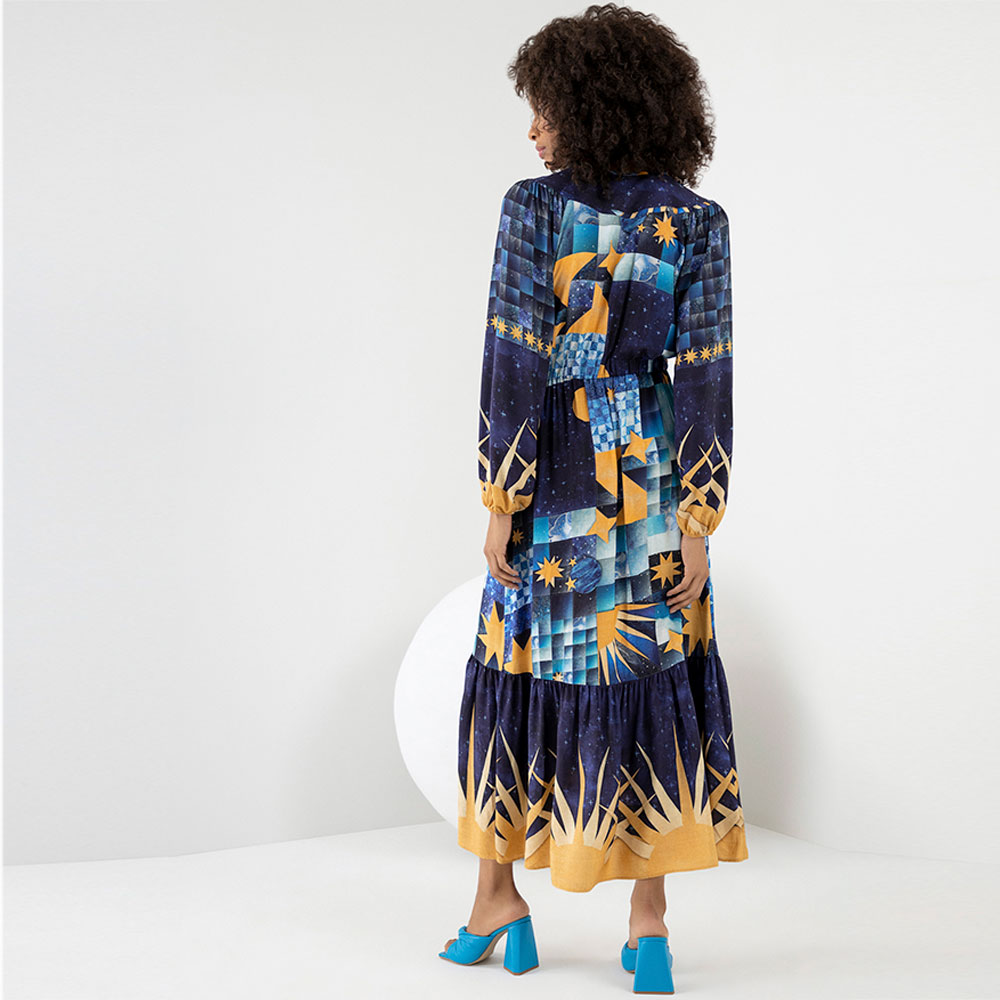 Vestido de Viscose Midi Estampado Lez a Lez - Foto 3