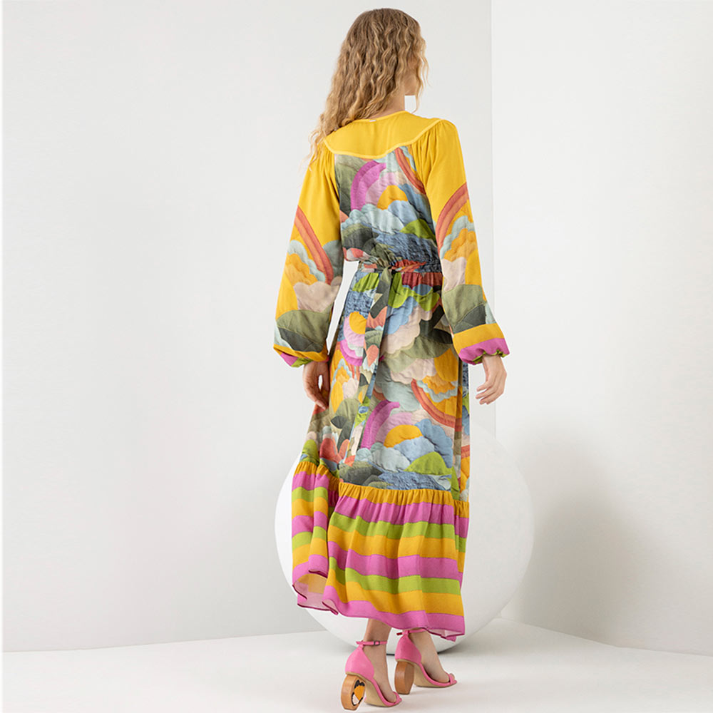 Vestido Midi Estampado Multicolor Lez a Lez - Foto 3