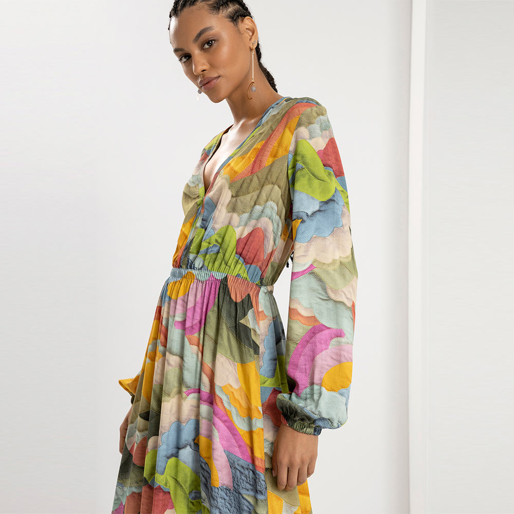 Vestido Longo Estampado Multicolor Lez a Lez - Foto 2