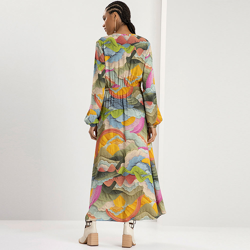 Vestido Longo Estampado Multicolor Lez a Lez - Foto 3