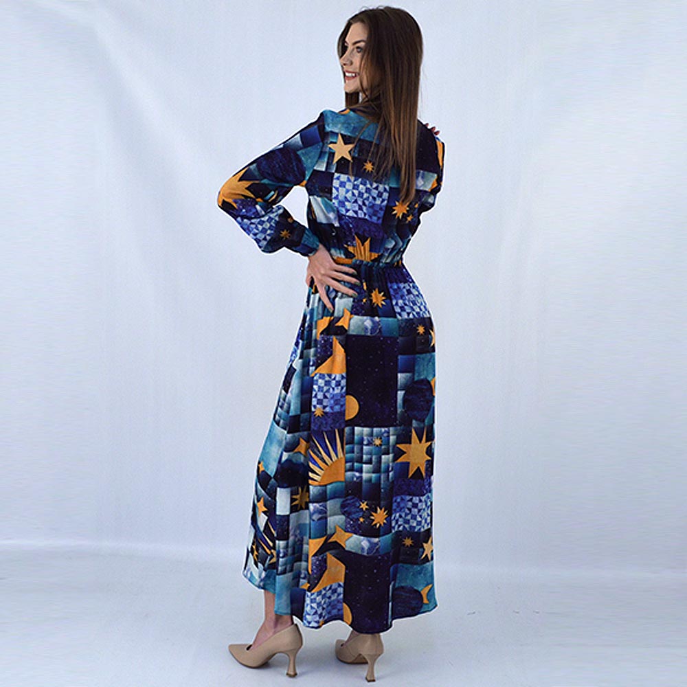 Vestido Longo Estampado Multicolor Marinho Lez a Lez - Foto 2
