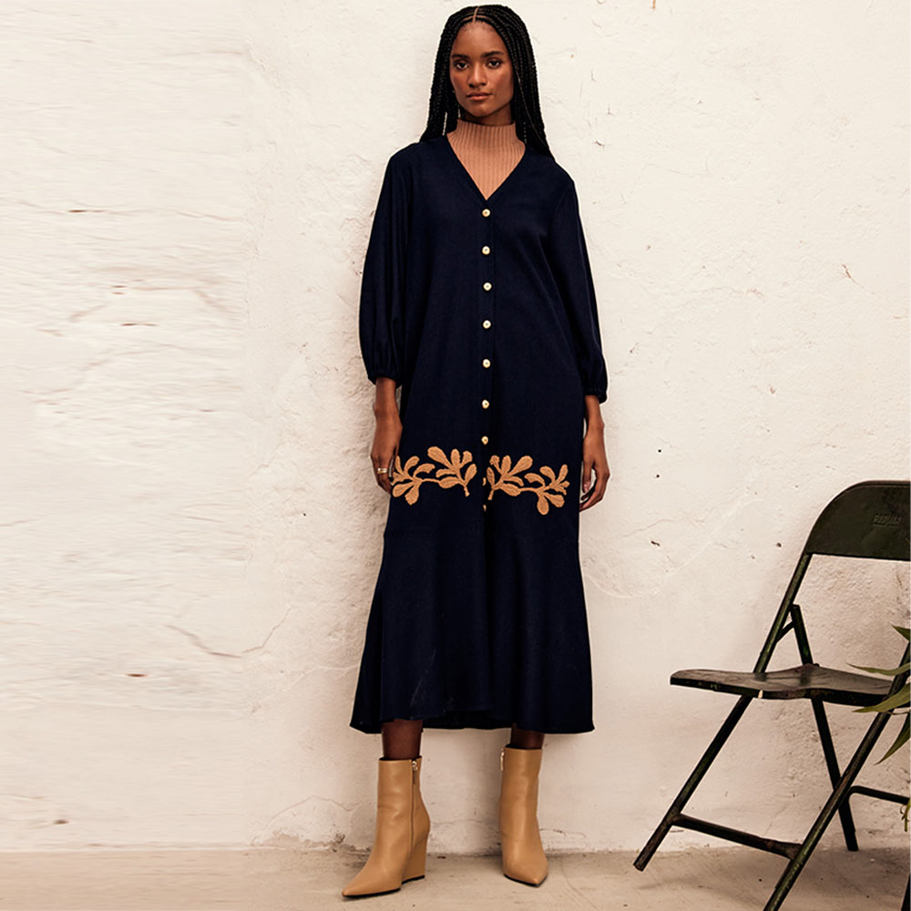 Vestido Chemise Linho Cor Marinho Lucidez  - Foto 1