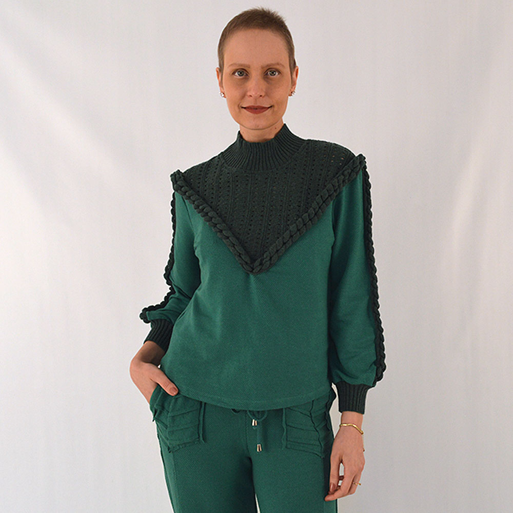 Blusa Verde Com Detalhe de Tricot Haes  - Foto 1