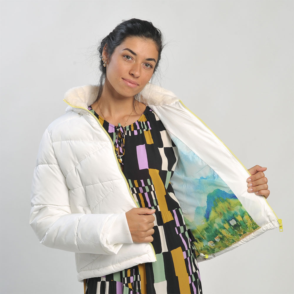 Jaqueta Puffer Branca com Pelo na Gola Alpelo - Foto 4