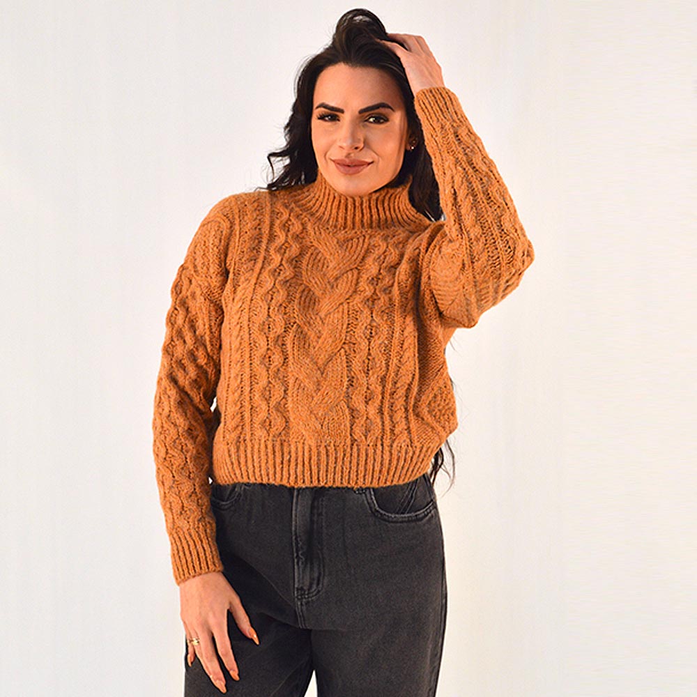 Blusa Cropped Tric Caramelo Tricot Nacional Promo - Foto 1