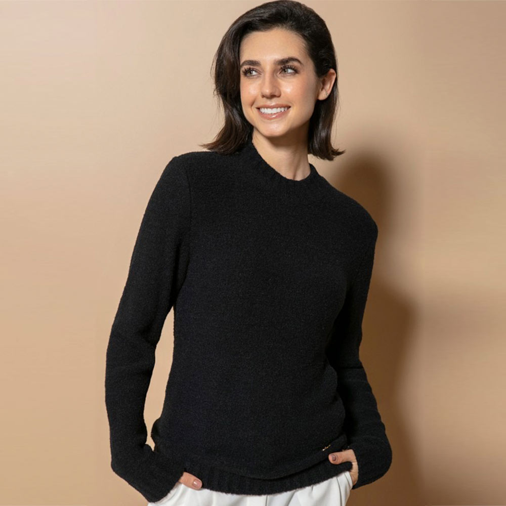 Blusa Fio Pluma Biamar com Mangas Cava Posta Cor Preta - Foto 1