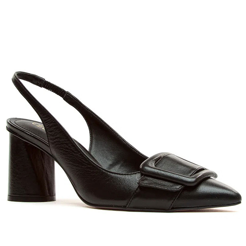 Slingback Couro Preto Cecconello - Foto 1
