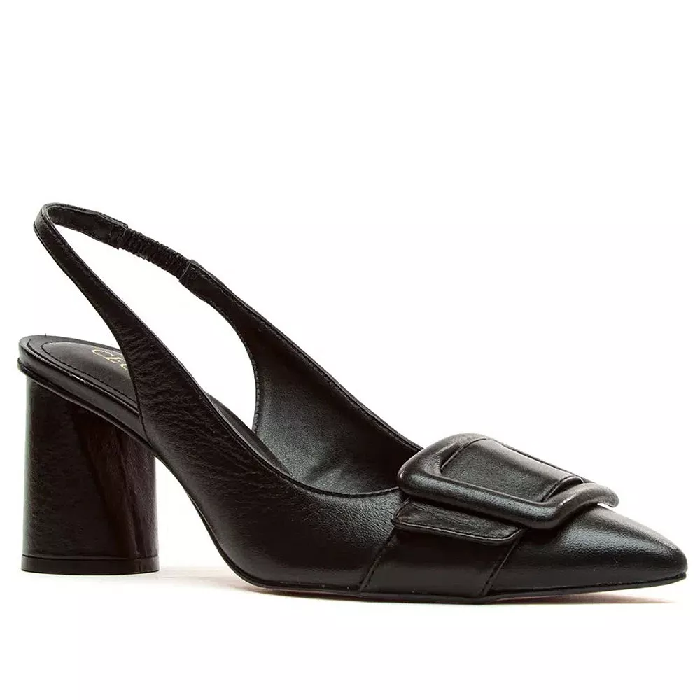 Slingback Couro Preto Cecconello - Foto 1