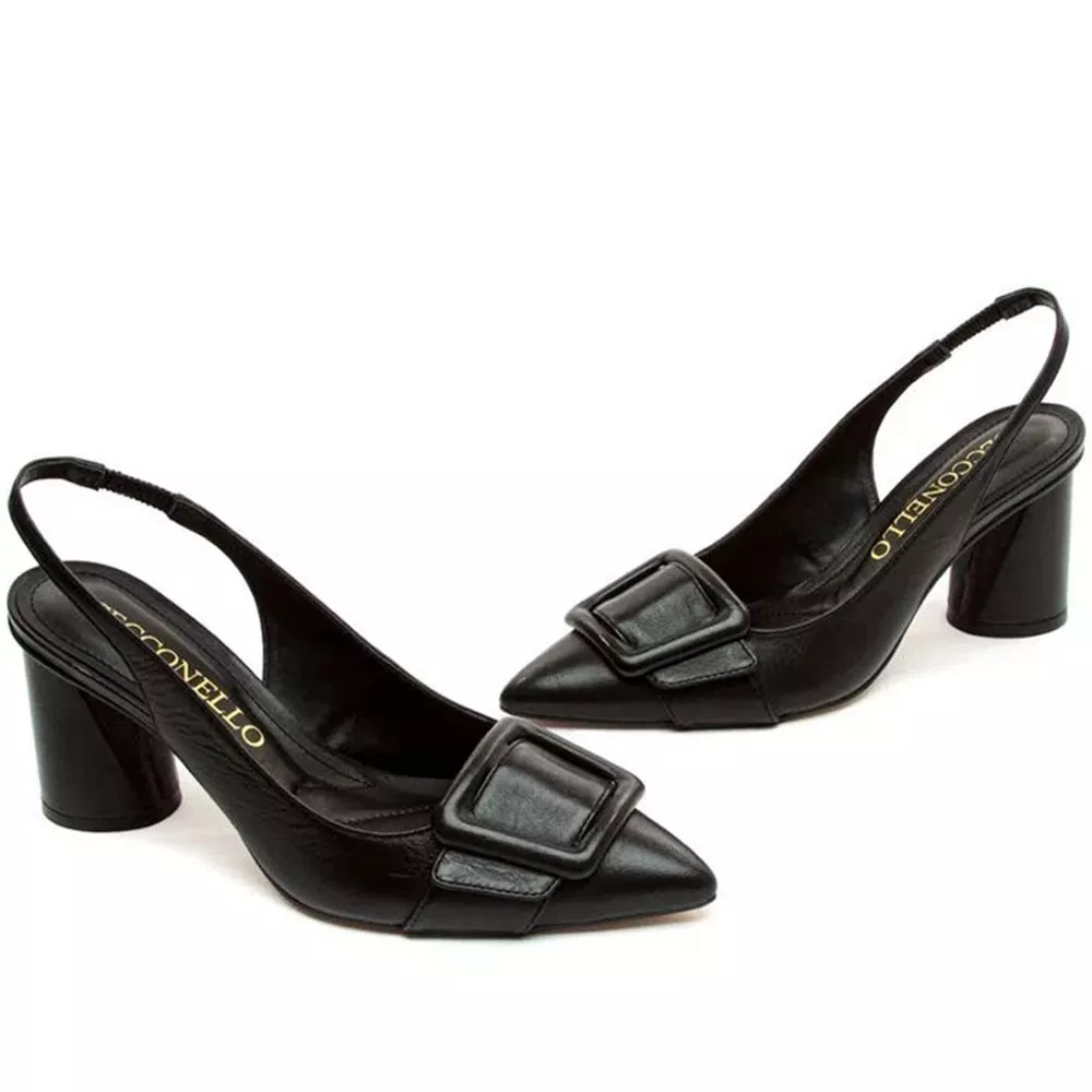 Slingback Couro Preto Cecconello - Foto 3