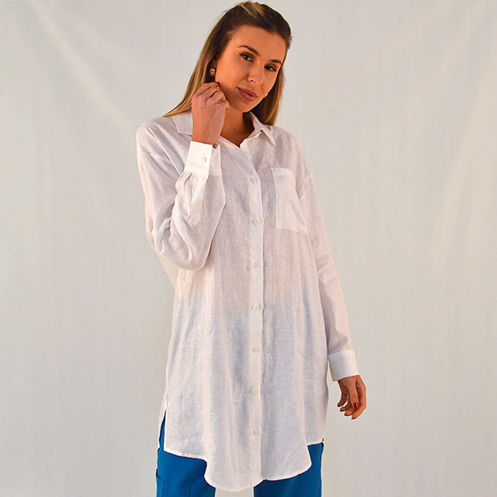 Chemise Linho Off White Alpelo - Foto 1