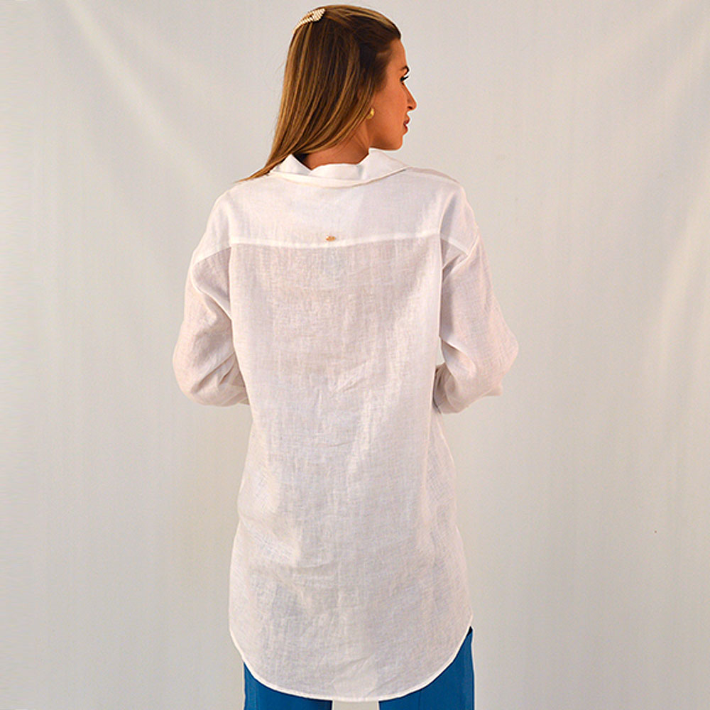 Chemise Linho Off White Alpelo - Foto 2