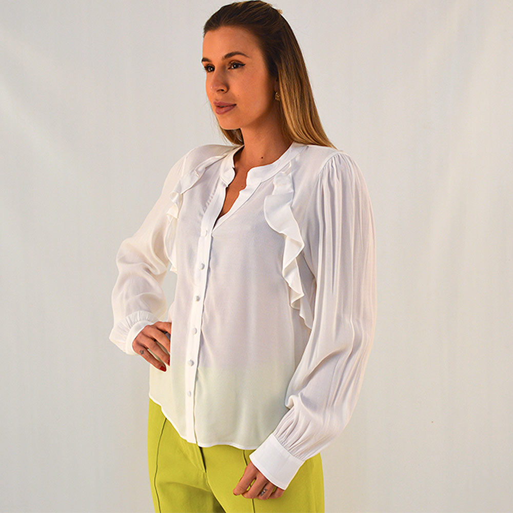 Camisa Branca Com Babados MX - Foto 2