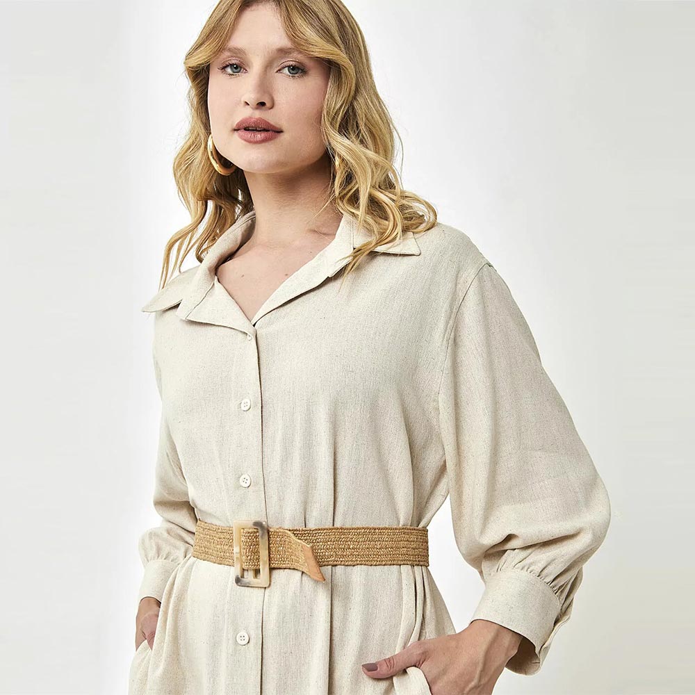 Chemise Viscolinho Cor Cru Anah  - Foto 1